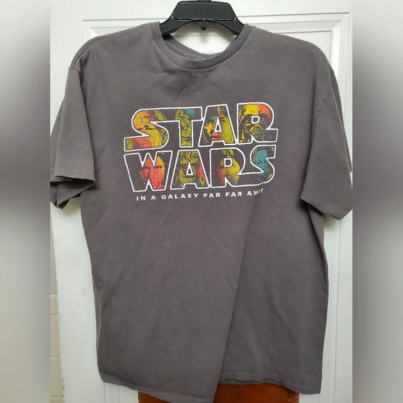 Vintage Star Wars T-Shirt Size L Gray Graphic Cotton Retro - Picture 1 of 7